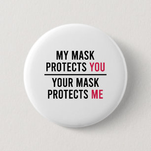 Mijn masker beschermt je, je masker beschermt me ronde button 5,7 cm