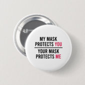 Mijn masker beschermt u, uw masker beschermt mij ronde button 5,7 cm (Voorkant /achterkant)