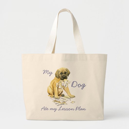 Mijn Mastiff Ate mijn Lesson Plan Grote Tote Bag (Voorkant)