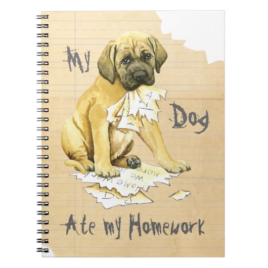 Mijn Mastiff Ate Mijn thuiswerk Notitieboek (Voorkant)