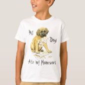 Mijn Mastiff Ate Mijn thuiswerk T-shirt (Voorkant)