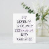 Mijn mate van rijpheid hangt af van wie ik ben met briefkaart (Staand voorkant)