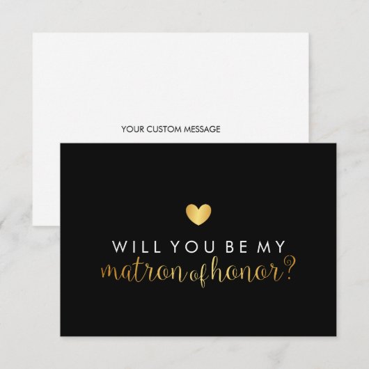 Mijn matron - Gold Heart Script Fab Kaart (Voorkant / Achterkant)