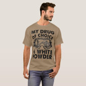 Mijn medicijn is een witte powder die ronddraait t-shirt (Voorkant volledig)