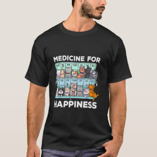 Mijn medicijn voor geluk heet elke dag katten ki t-shirt