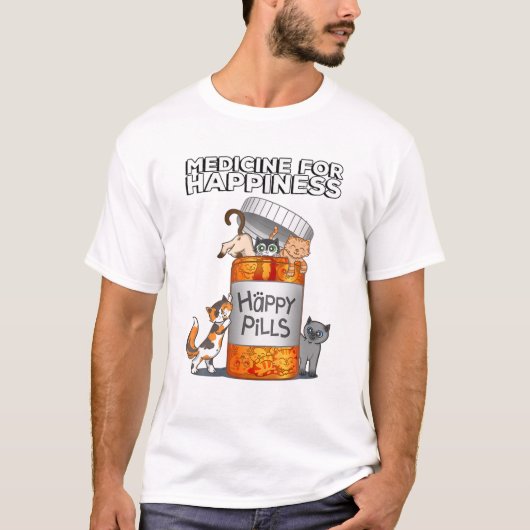 Mijn medicijn voor geluk heet t-shirt (Voorkant)