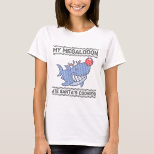 Mijn Megalodon heeft de koekjes van de Kerstman op T-shirt