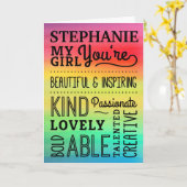 Mijn meisje van de verjaardag - kleurrijke complim kaart (Gele Bloem)