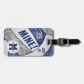 MIJN! meisjes blauw grijs volleybal team cadeaus Bagagelabel (Voorkant horizontaal)