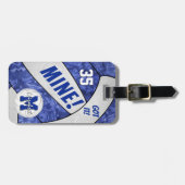 MIJN! meisjes blauw wit volleybal team cadeaus Bagagelabel (Voorkant horizontaal)