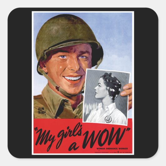 Mijn meisjes een wauw vierkante sticker (Voorkant)