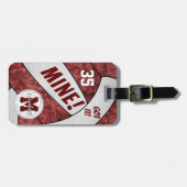 MIJN! meisjes kastanjebruin wit volleybal geschenk Bagagelabel (Voorkant horizontaal)