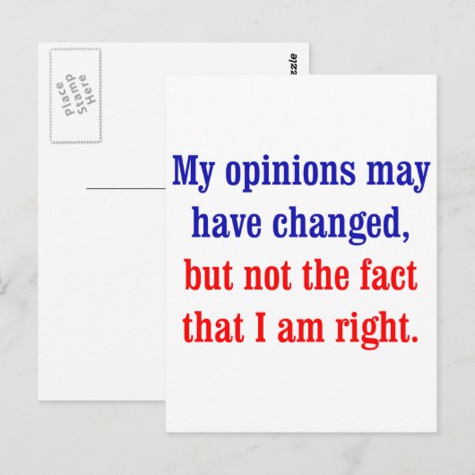 Mijn mening kan zijn gewijzigd briefkaart (Voorkant / Achterkant)