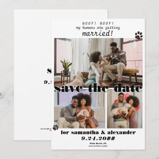 Mijn Mens Gaat Trouwen Fotocollage Hond Huwelijk Save The Date (Voorkant / Achterkant)