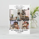 Mijn mens Getrouwd Foto Collage Hond Bruiloft Save The Date (Staand voorkant)