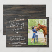 Mijn mensen die met een rustic weddenschapspaard t save the date (Voorkant / Achterkant)