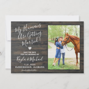 Mijn mensen die met een rustic weddenschapspaard t save the date