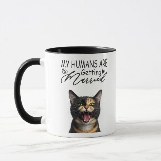 Mijn mensen gaan trouwen aangepaste kattenfoto mok (Links)