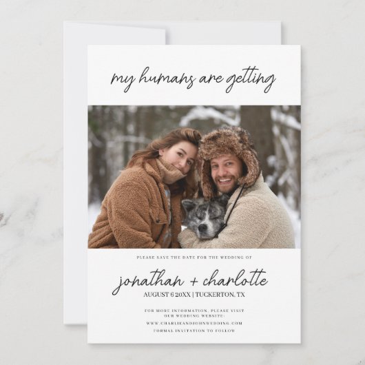 Mijn Mensen Gaan Trouwen Grappige Hond Trouwdag Save The Date (Voorkant)