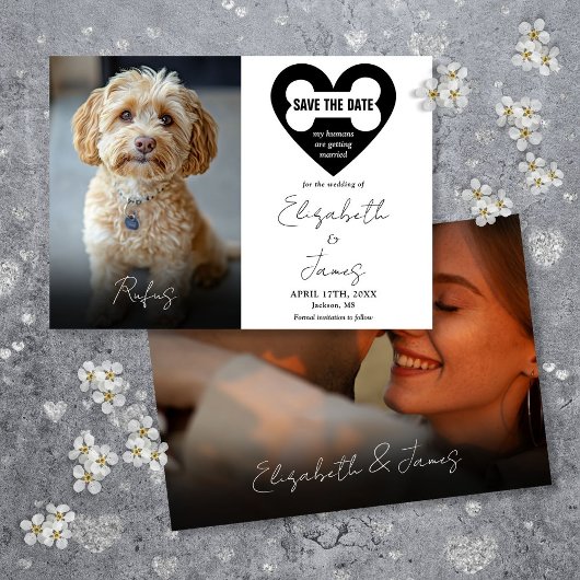 Mijn mensen gaan trouwen Hond 2 foto's bruiloft Save The Date