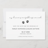 Mijn mensen gaan trouwen met minimalistische honde save the date (Voorkant)