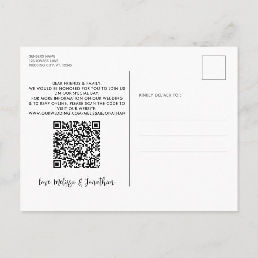 Mijn Mensen Gaan Trouwen QR Code Huisdierhuwelijk Uitnodiging Briefkaart (Achterkant)