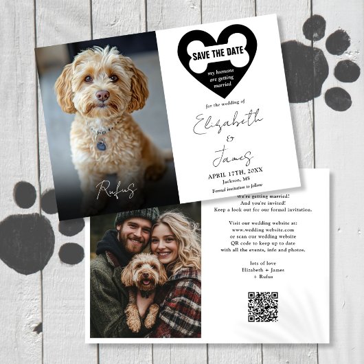 Mijn Mensen Hond 2 Foto's QR Code Trouwen Save The Date