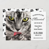 Mijn mensen krijgen een gehuwd katfotohuwelijk save the date (Voorkant / Achterkant)