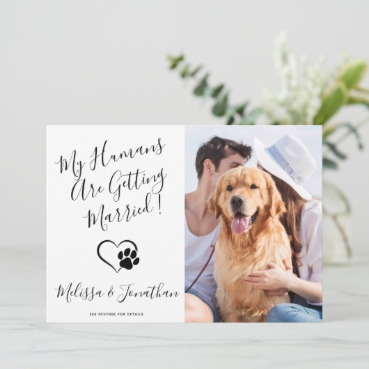 Mijn mensen krijgen een gehuwde QR-code Dog Wedden Kaart (Staand voorkant)