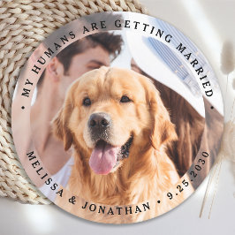 Mijn mensen krijgen een gehuwde Verloving Dog Foto Ronde Kartonnen Onderzetter