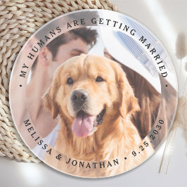 Mijn mensen krijgen een gehuwde Verloving Dog Foto Zandsteen Onderzetter