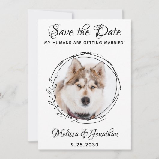 Mijn mensen krijgen een huwelijk met een hond. save the date (Voorkant)
