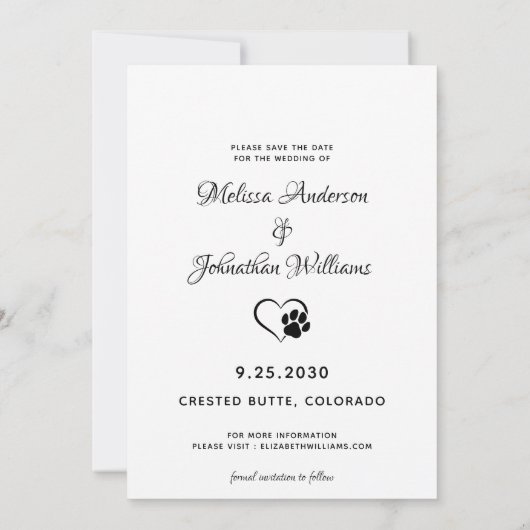 Mijn mensen krijgen een huwelijk met een hond. save the date (Achterkant)