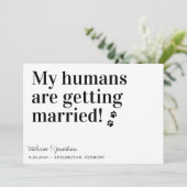 Mijn mensen krijgen een huwelijk met een hond. save the date (Staand voorkant)