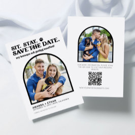 Mijn mensen krijgen een huwelijk met een hond. save the date