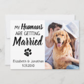 Mijn mensen krijgen een huwelijk met een hond. save the date (Voorkant)