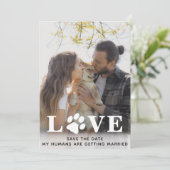 Mijn mensen krijgen een huwelijk met een hond. save the date (Staand voorkant)