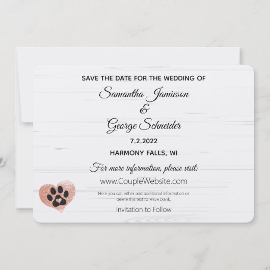 Mijn mensen krijgen gehuwde honden die de datum op kaart (Achterkant)