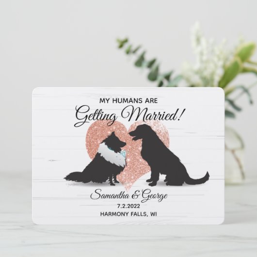 Mijn mensen krijgen gehuwde honden die de datum op kaart (Staand voorkant)