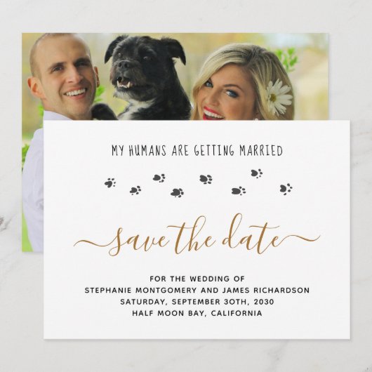 Mijn Mensen Trouwen Huisdier Foto Bruiloft Save The Date (Voorkant / Achterkant)