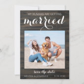 Mijn mensen worden gehuwd met een fotoweddenschap save the date (Voorkant)
