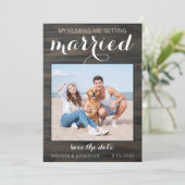 Mijn mensen worden gehuwd met een fotoweddenschap save the date (Staand voorkant)
