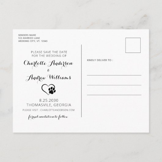 Mijn mensen worden gehuwd met een hond die de datu aankondigingskaart (Achterkant)