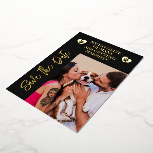 Mijn mensen worden gehuwd met een hond. folie uitnodiging (Gedraaid)