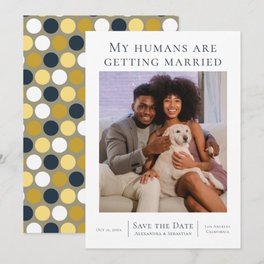 Mijn mensen worden gehuwd met huwelijksweddenschap save the date (Voorkant / Achterkant)