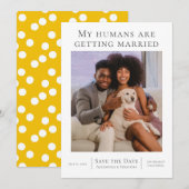 Mijn mensen worden gehuwd met huwelijksweddenschap save the date (Voorkant / Achterkant)