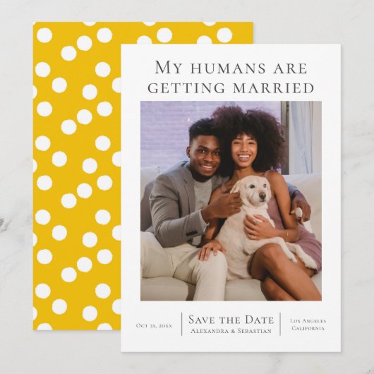 Mijn mensen worden gehuwd met huwelijksweddenschap save the date (Voorkant / Achterkant)