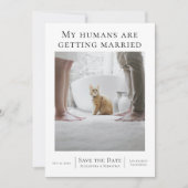 Mijn mensen worden gehuwd met huwelijksweddenschap save the date (Voorkant)