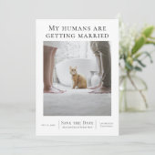 Mijn mensen worden gehuwd met huwelijksweddenschap save the date (Staand voorkant)
