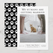 Mijn mensen worden gehuwd met huwelijksweddenschap save the date (Voorkant / Achterkant)